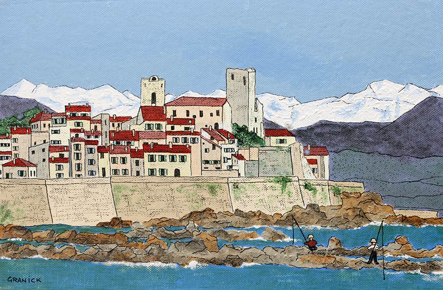 Tableau naïf. Granick. Antibes et le Mercantour