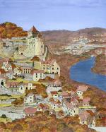 miniature de Automne à Castelnaud -  Peinture naïve de yon