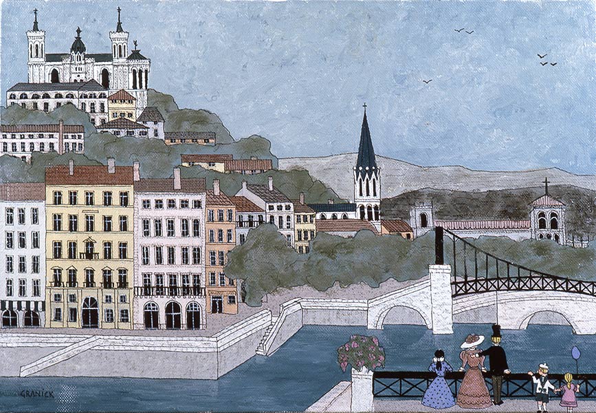 Colline de Fourvière -  Peinture naïve de Lyon