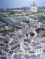 miniature de Dans le ciel de Paris - Peinture naïve d'une vue aèrienne de la ville 