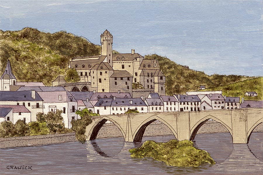 Vue d'Estaing -  Peinture naïve de Granick