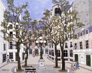 miniature de Eté Place Furstenberg-  Peinture naïve de Granick