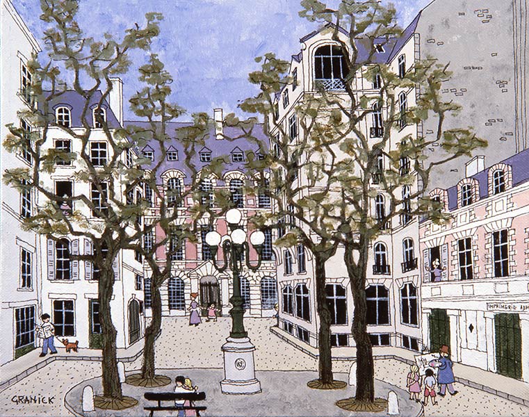 Eté Place Furstenberg-  Peinture naïve de Granick