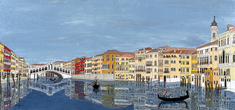 Tableau naïf. Granick. Grand Canal à Venise