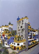miniature de Tableau naïf. Granick. Immeuble Hundertwasser à Vienne