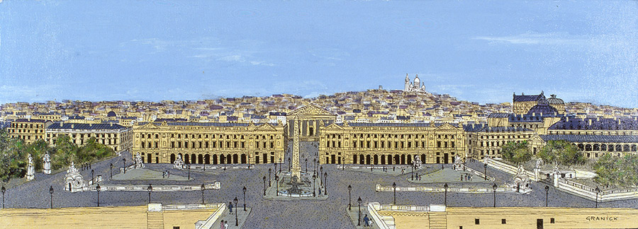 Tableau naïf. Granick. La place de la Concorde