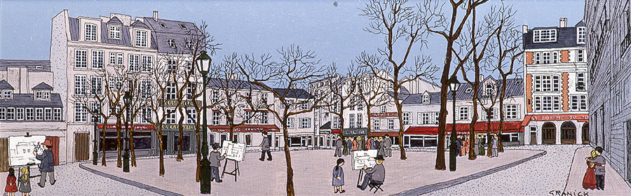 Tableau naïf. Granick.La place du Tertre