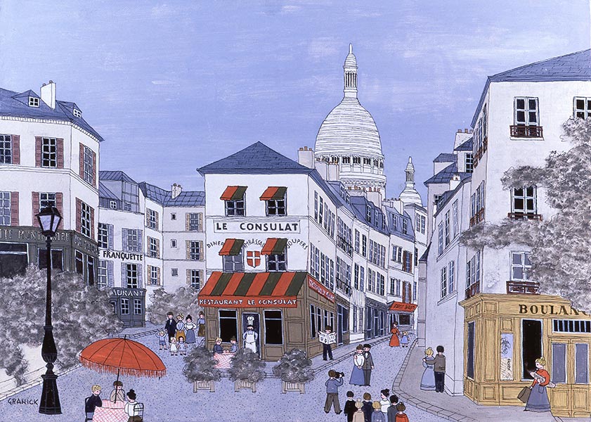 Tableau naïf. Granick. Le Consulat à Montmartre 2