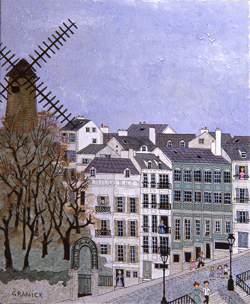 Tableau naïf. Granick. Le Moulin de la Galette