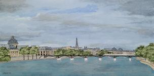 miniature de Tableau naïf. Granick. Le pont des Arts à l'institut