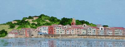 miniature de Tableau naïf. Granick. Le vieux Saint-Tropez