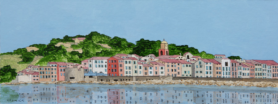 Tableau naïf. Granick. Le vieux Saint-Tropez