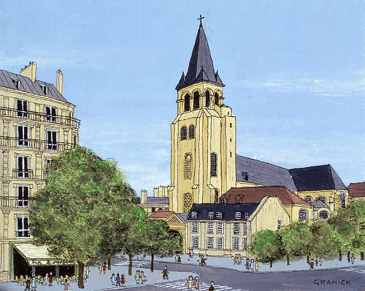 Tableau Naïf - Granick - Matin à Saint Germain des Prés