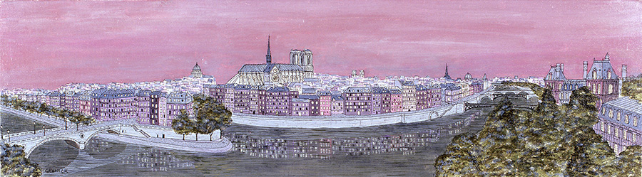 Tableau Naïf - Granick - Nuit sur la Cité