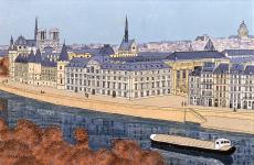 miniature de Tableau naïf - Granick - Péniche quai de Seine