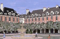miniature de Tableau naïf - Granick- Place des Vosges en Eté