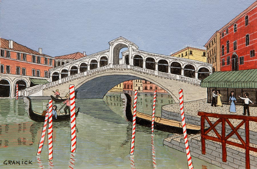 Tableau naïf. Granick. Pont du Rialto