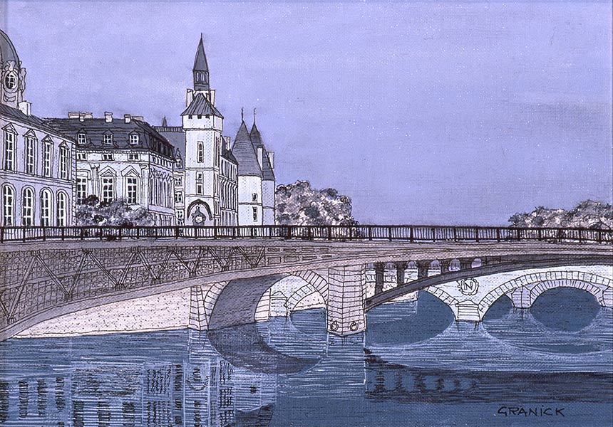 Tableau naïf - Granick - Pont Saint Michel