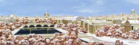 miniature de Tableau naïf - Granick - Ponts de Paris sous la neige 2