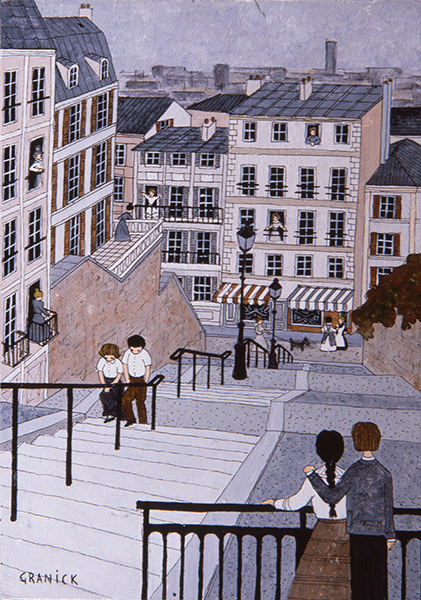 Tableau naïf - Granick - Rue à Montmartre