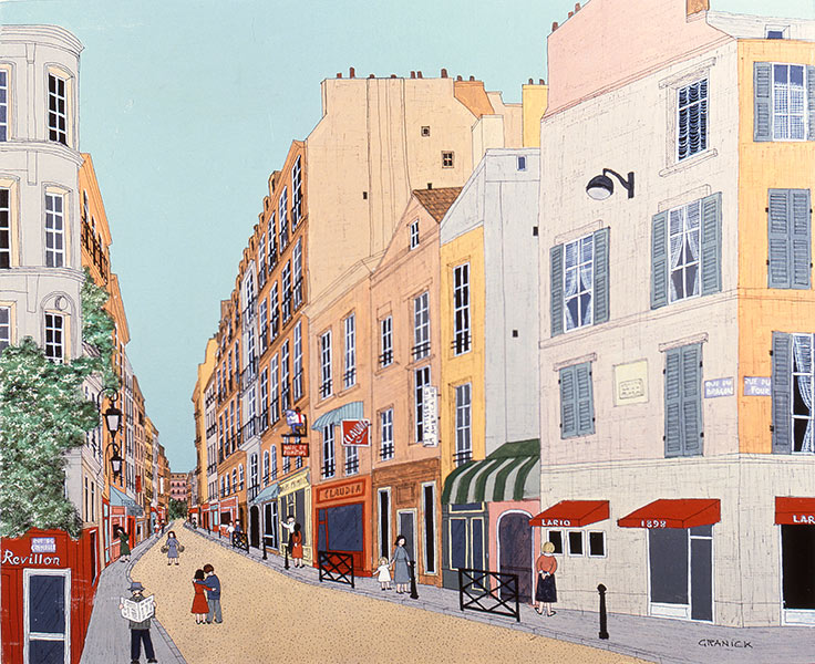 Tableau naïf - Granick - Rue du Dragon