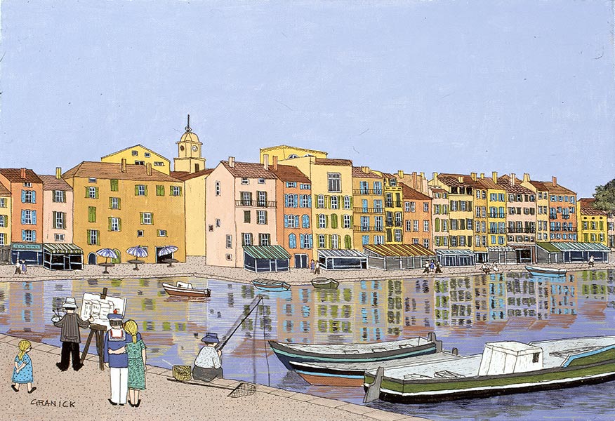 Tableau naïf - Granick - Saint Tropez en Hiver