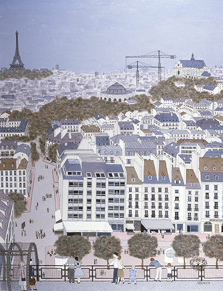 Tableau naïf - Granick - Vue de Beaubourg